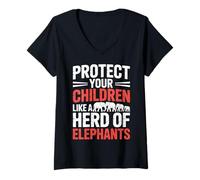 Womens Protect Your Children Like A Herd of Elephants - V-Neck T-Shirt