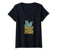 Womens Protect Your Peace Positive Mindful Quote Calm Vibes Design V-Neck T-Shirt