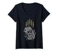 Womens Protection Tattoo Muay Thai Sak Yant Tiger Warrior V-Neck T-Shirt