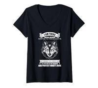 Women's Protective Wolf Quote Waiting in the Shadows V-Neck T-Shirt