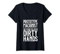 Women's Prototype Machinist Dirty Hands V-Neck T-Shirt