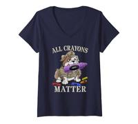 Women's Proud All Crayons Matter Corp Team Military Jarhead IYKYK V-Neck T-Shirt