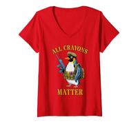 Women's Proud All Crayons Matter Penguin Crew Jarhead Military SFMF V-Neck T-Shirt