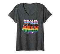 Womens Proud Ally - Rainbow Community Supporter Flag Pride Trans V-Neck T-Shirt