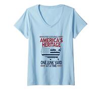 Womens Proud American Heritage Picker Vintage Vibe Artwork V-Neck T-Shirt