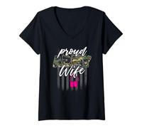 Womens Proud Army Wife Wife of a Brave US Soldier V-Neck T-Shirt