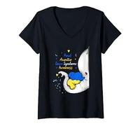 Womens Proud Auntie Down Syndrome Awareness Day Elephant T21 Women V-Neck T-Shirt