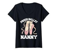 Womens Proud Ballet Nanny Funny Ballerina Dance Recital V-Neck T-Shirt