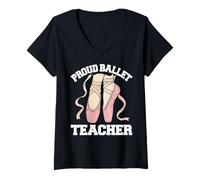 Womens Proud Ballet Teacher Funny Ballerina Dance Recital V-Neck T-Shirt