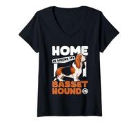 Women's Proud Basset Hound Dog Owner Cute Dog Lover V-Neck T-Shirt
