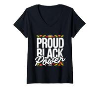 Women's Proud Black Power Empowerment Message Cultural Pride V-Neck T-Shirt