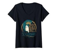 Women's Proud Black Queen with A Doctorate Design V-Neck T-Shirt