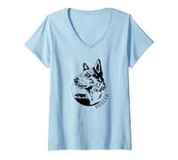 Womens Proud Blue Heeler Portrait Cattle Dog Working Herding Dogs V-Neck T-Shirt