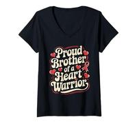 Womens Proud Brother Heart Warrior CHD Awareness V-Neck T-Shirt