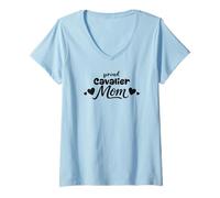 Women's Proud Cavalier Mom Cavalier King Charles Spaniel Dog Lover V-Neck T-Shirt