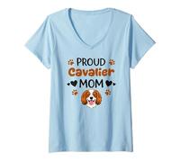Women's Proud Cavalier Mom Cavalier King Charles Spaniel Dog Lover V-Neck T-Shirt