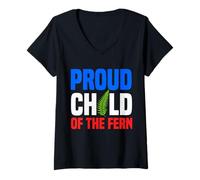 Womens Proud Child of The Fern New Zealand Silverfern V-Neck T-Shirt
