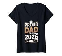 Women's Proud Dad of a 2026 Graduate Minimal Graduation V-Neck T-Shirt