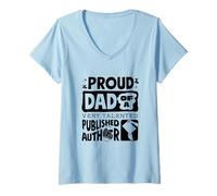 Women's Proud Dad of A Published Author Novelist Book V-Neck T-Shirt