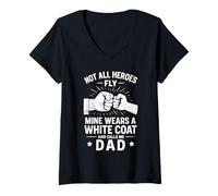 Womens Proud Dad of Doctor Inspiring Medical School Student V-Neck T-Shirt