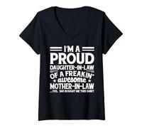 Womens Proud Daughter in Law of A Freaking Awesome Mother in Law V-Neck T-Shirt