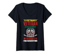 Womens Proud Daughter Of A Vietnam Veteran Veteran's Day US Flag V-Neck T-Shirt