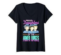 Womens Proud Daughters of The Armed Forces Family Pride V-Neck T-Shirt
