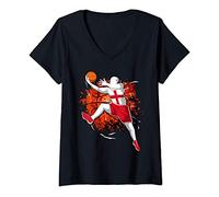 Womens Proud England Basketball Lovers English National Flag Sport V-Neck T-Shirt