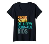 Womens Proud Father Funny Honest Parenting Dad Humor V-Neck T-Shirt