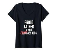 Womens Proud Father of a Few SmartAss Kids Not Dumbass Kids V-Neck T-Shirt