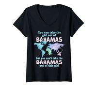 Womens Proud Girl From Bahamas - Relocation From The Bahamas V-Neck T-Shirt