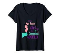 Womens Proud Girl Just a New Jersey Girl in a Connecticut World V-Neck T-Shirt