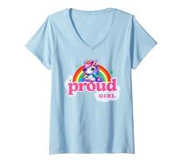 Womens Proud Girl Rainbow Unicorn LGBTQ+ Design V-Neck T-Shirt