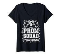 Women's Proud Grandma 2026 Graduate Collegiate Celebration V-Neck T-Shirt