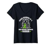 Womens Proud Grandma of a Non-Hodgkin Lymphoma Warrior Guinea Pig V-Neck T-Shirt