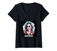 Womens Proud Indian Woman for India Fans V-Neck T-Shirt