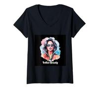 Womens Proud Indian Woman for India Fans V-Neck T-Shirt