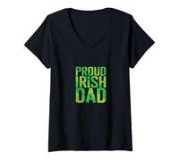 Womens Proud Irish Dad Clover Gift V-Neck T-Shirt