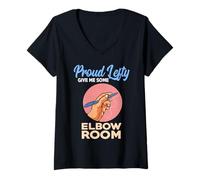 Women's Proud Lefty Give Me Some Elbow Room Funny Left Hander V-Neck T-Shirt