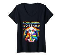 Womens Proud LGBT Or I Bites Costume Sheep Rainbow Flag Supporter V-Neck T-Shirt