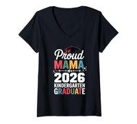 Women's Proud Mama 2026 Kindergarten Graduate Retro Class Graduation V-Neck T-Shirt