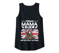 Womens Proud Mama Of British Veteran Flag UK Family Matching Tank Top