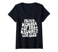 Womens Proud Member of The Naughty List Club Family Christmas V-Neck T-Shirt