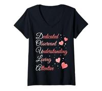 Women's Proud Midwife Traits Doula Abbreviations V-Neck T-Shirt