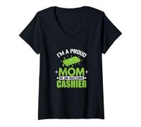Women's Proud Mom Awesome Cashier Retail Mom V-Neck T-Shirt