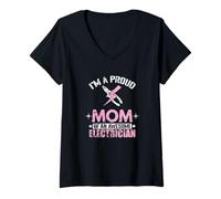 Women's Proud Mom Freaking Awesome Electrician Mom V-Neck T-Shirt