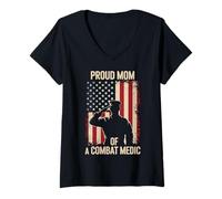 Womens Proud Mom of a Combat Medic Veteran V-Neck T-Shirt