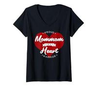 Women's Proud Mommom of A Heart Warrior CHD Surgery Transplant V-Neck T-Shirt