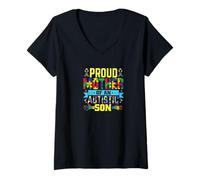 Womens Proud Mother Of An Autistic Son V-Neck T-Shirt