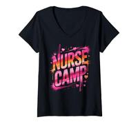 Women's Proud Nurse Camp Nursing School Drip Life Wellness Day Crew V-Neck T-Shirt